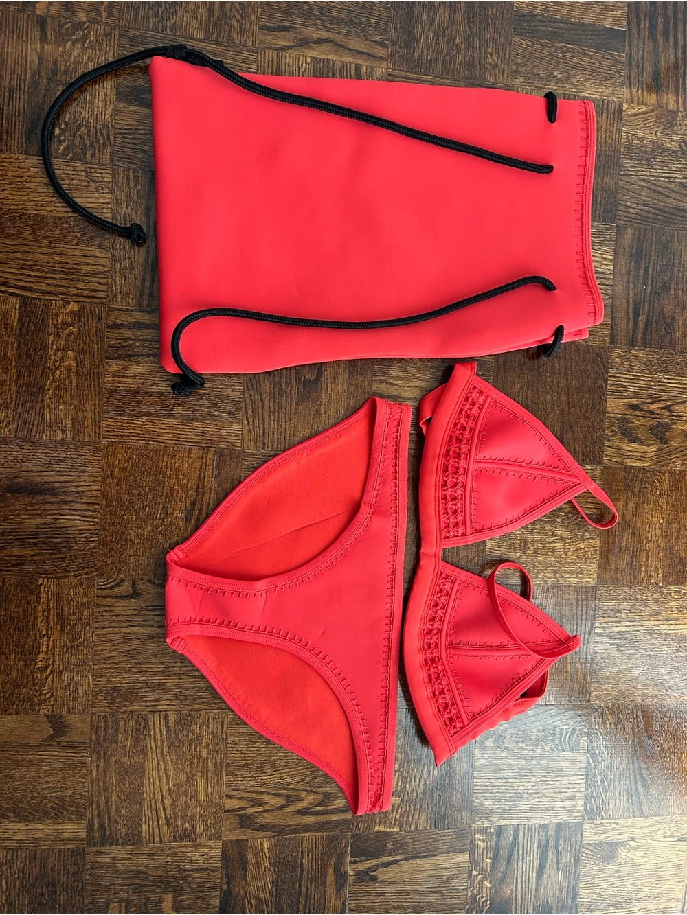 triangl swimwear Coral-Red Neoprene Bikini Top